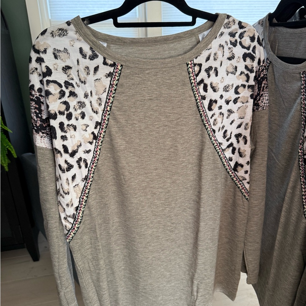 Leopard Print Gray Women's Top